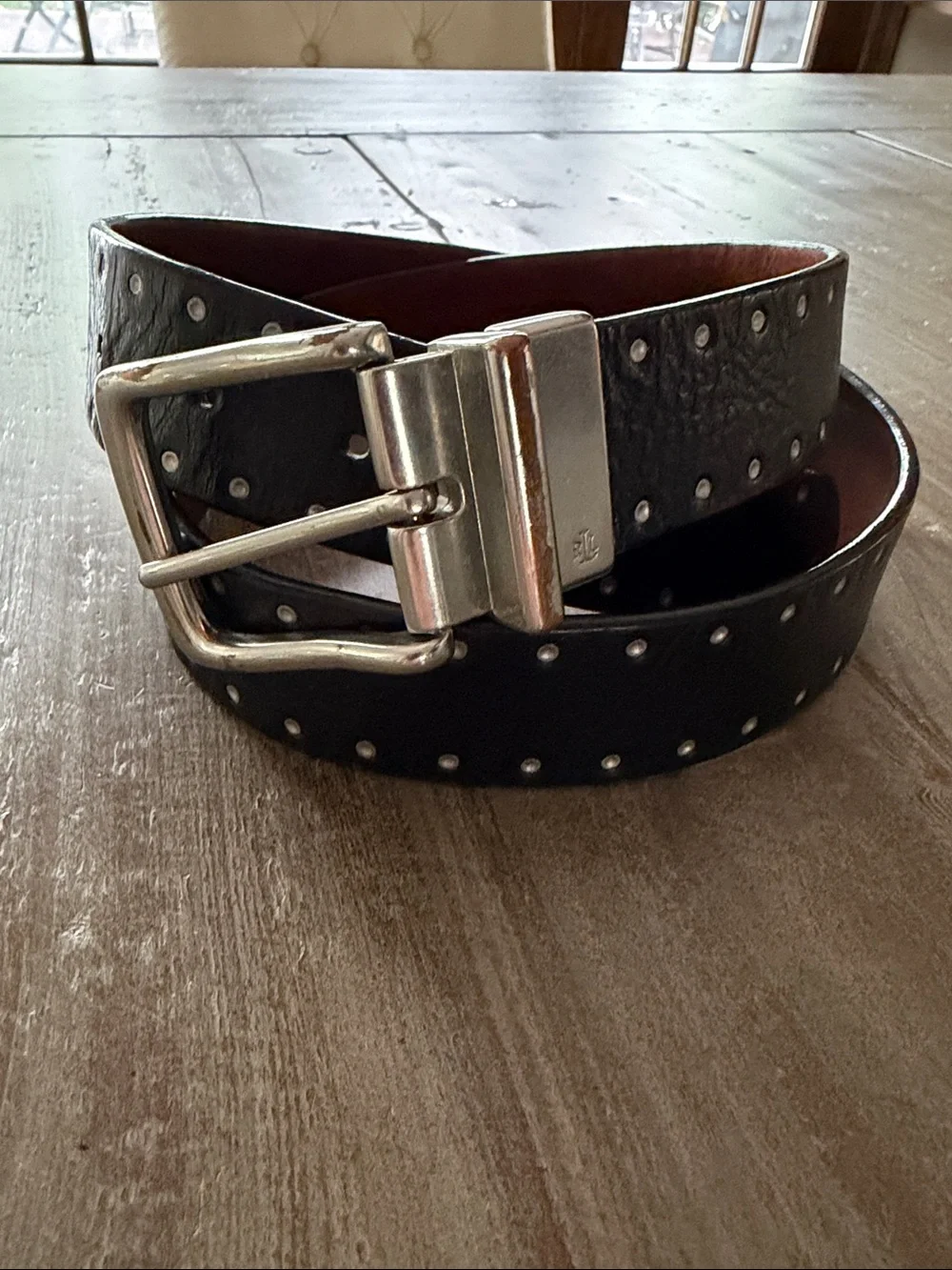 Ralph Lauren Lauren reversible, leather black studded/Brown women’s vintage belt
